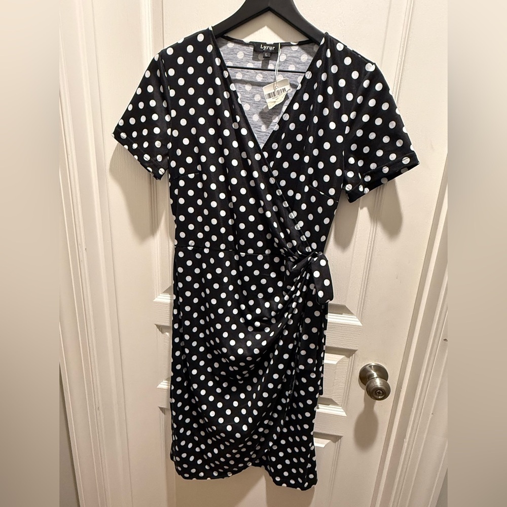LYRUR Black and White Sheath Midi Dress size L - Picture 3 of 10